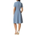 thumbnail image 3 of INSPIRE CHIC Vintage Dresses for Women's 2024 Flat Collar Short Sleeve Fit and Flare Dress M Blue Gray, 3 of 4