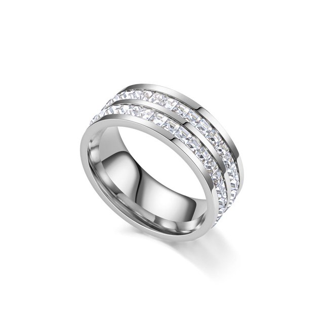 QualitChoice Women Ring Hand Decoration Beautiful Dressing Decors Wedding Engagement Romantic Shiny Ladies Rings Fashion Accessory Silver Silver/2 layers