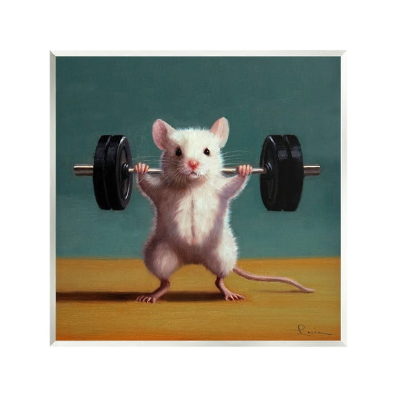 Stupell Industries Weight Lifting Mouse Animals & Insects Painting Unframed Art Print Wall Art, 12 x 12
