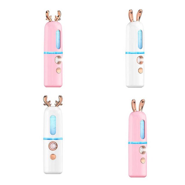 Langgg Mini Face Humidifier Facial Skin Moisturizing Mist Spray Portable Rechargeable Cold Spray Atomizer, Type 2, Pink
