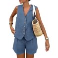 thumbnail image 1 of Conjunto de Dos Piezas para Mujer PRETTYGARDEN Chaleco y Shorts Azul M, 1 of 8