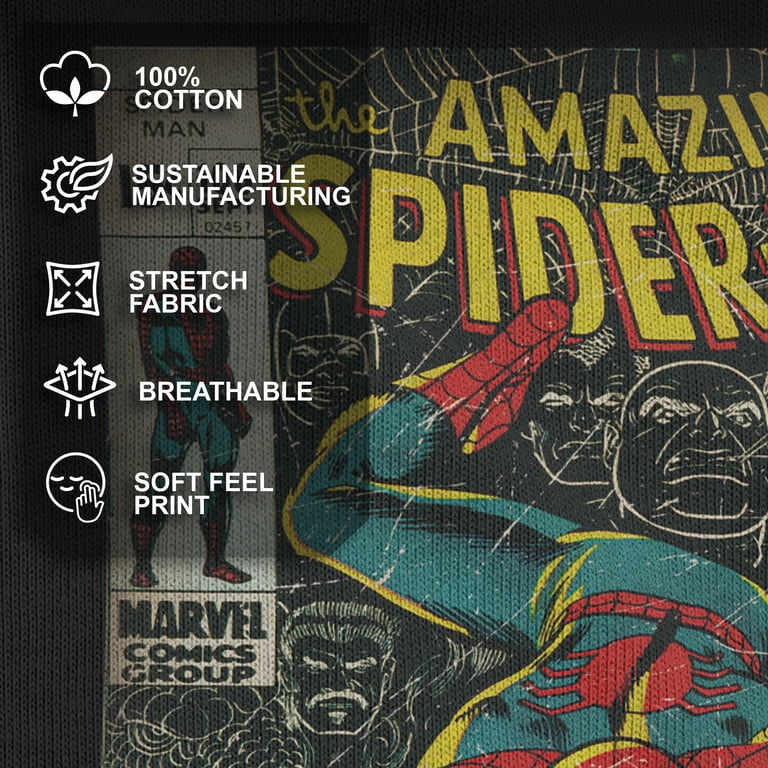 Marvel, Men's Comic Book Anniversary Graphic Tee, M, Black