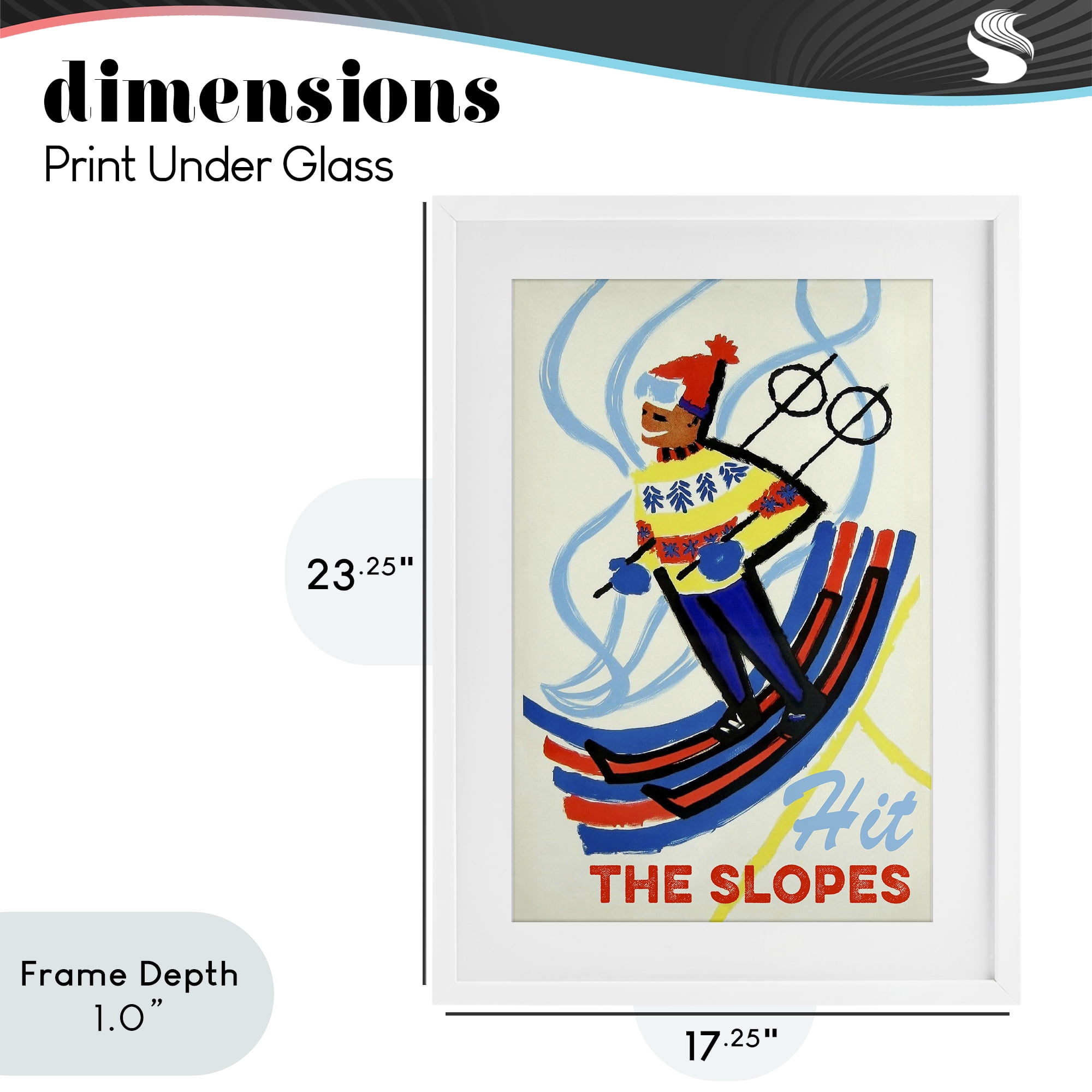 Stupell Industries Vintage Hit The Slopes White Framed Print Under Glass, design by Grotto Studios