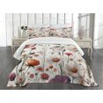 thumbnail image 2 of Ambesonne Floral Quilted Bedspread Set 3 Pcs, Tender Flowers Garden Scene, King Size, Mauve Sage Green Rose, 2 of 4