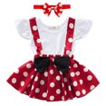thumbnail image 2 of IBTOM CASTLE Baby Girls Polka Dots Tutu Costume Ruffle Short Sleeve Romper with Dot Strap Dress and Headband Princess 1st Birthday Halloween Christmas Party Dress up, 2 of 8