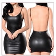 thumbnail image 3 of Falda sexy tentación de medianoche ropa interior sexy Mujeres Vestido negro sexy Vestido corto de cuero sintético, 3 of 5