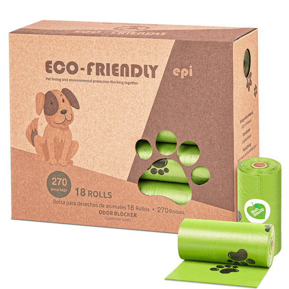 Dog Poop Bags 18 Rolls 270 Counts, Extra Thick Leak-Proof Waste Bags with Lavender Scented for Dog and Cat, Green