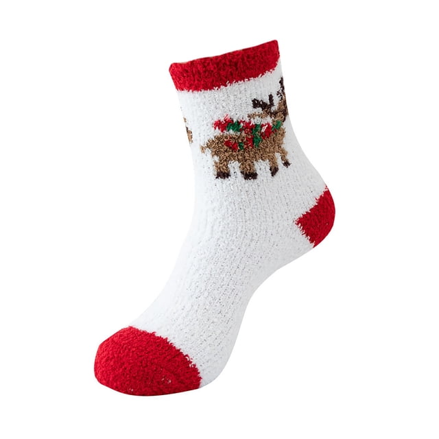Lady Senior Plush Sleeping Socks Home Coral Velvet Socks Christmas Socks