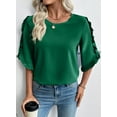 thumbnail image 6 of DOKOTOO Blouses for Women 3/4 Ruffle Sleeve Crewneck Tops Business Work Blouse Casual Dressy Loose Shirts, 6 of 10