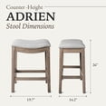 thumbnail image 5 of Maven Lane Adrien Backless Saddle Kitchen Stool, Reclaimed Oak, Set of 4, 5 of 6