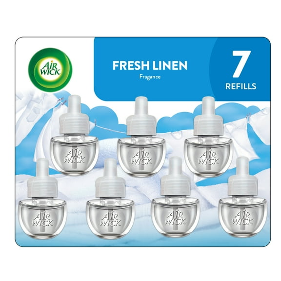 Air Wick Plug-In Scented Oil Air Freshener Warmer Refills, Fresh Linen, 7 Count
