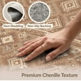 thumbnail image 6 of ODIKA 9'x12' Washable Area Rug Ivory Southwestern Tug Geometric Interlocking Faded Vintage Farmhouse for Master Suite, California King, Under Bed, Non-Shedding, Easy Care, 6 of 7