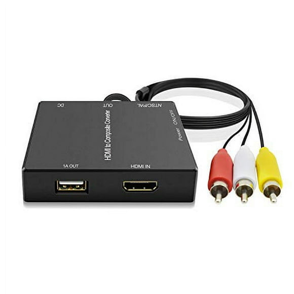 HDMI to RCA Converter Compatible for Fire Stick, HDMI to AV, HDMI to Composite Converter Adapter Compatible for Old TV, Fire Stick, Roku Stick, DVD Players, Xbox, PS3, Support 1080p, PAL/NTSC
