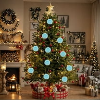 11pcs 3.15in Fuzzy Christmas Balls - Plush Hanging Ornaments for Trees & Wreaths, Festive Fluffy Baubles to Enhance Christmas Decorations, Soft Holiday Accents, 8cm, Blue