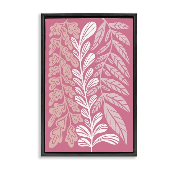 Stupell Industries Peach Pink Long Plants Plants & Flowers Painting Black Floater Framed Canvas Art Print Wall Art, 17 x 25