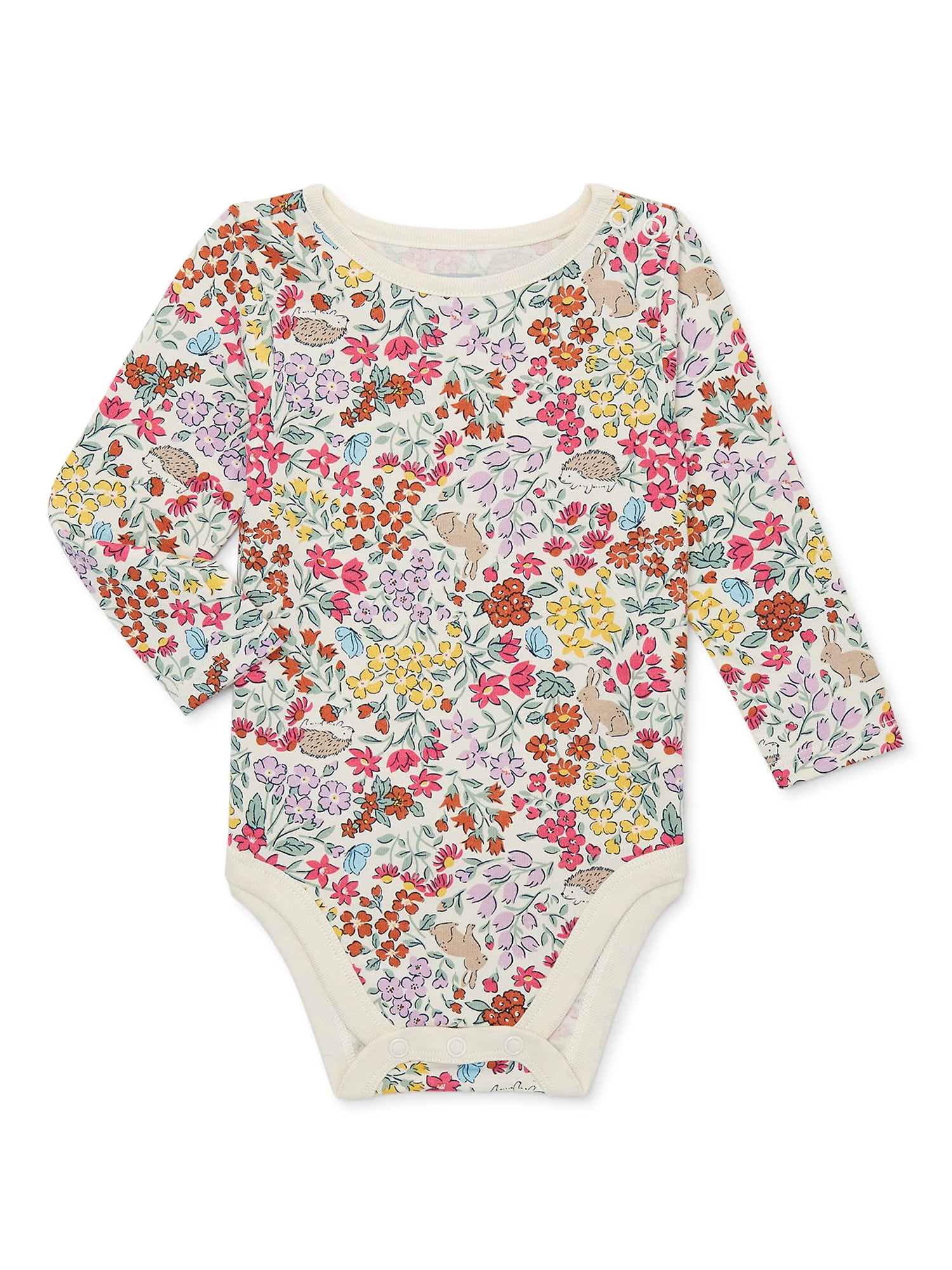 Garanimals Baby Girls Long Sleeve Print Bodysuit, Sizes 0/3 Months-24 Months