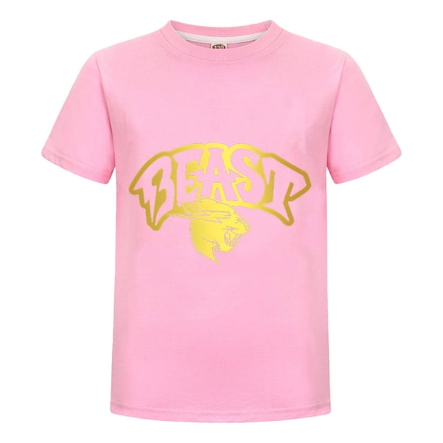 Playera Infantil MrBeast Azul Niño Niña Estilo Verano Ropa Casual Algodón Estampado Regalo Juvenil Fans Moda Cómoda Diario