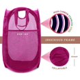 thumbnail image 3 of LAICAIW Strong Mesh Pop-up Laundry Hamper, Quality Laundry Basket with Durable Handles Solid Bottom High Carbon Steel Frame, Easy to Open and Fold Flat for Storage (Pink), 3 of 7
