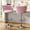 Pink, variant on MOOSENG Velvet Swivel Bar Stools Set of 2, Adjustable Height Counter Chairs with Back & Footrest, Modern Upholstered Barstools for Kitchen Island Black