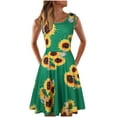 thumbnail image 2 of UTTOASFAY Women Casual Sleeveless Dress O-Neck Summer Print Dress for Beach Green M, 2 of 9