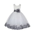 thumbnail image 2 of Ekidsbridal Girl Bridesmaid Flower Girl Dress - Flower Petals Ivory Lace Tulle with Bow Sash 165T-A (Size: S-12), 2 of 3