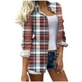 thumbnail image 2 of Uootdi Plaid Gradient Color Long Sleeve Shirts for Women Button Down Dressy Casual Blouses Plaid Lightweight Fall Tops, 2 of 6