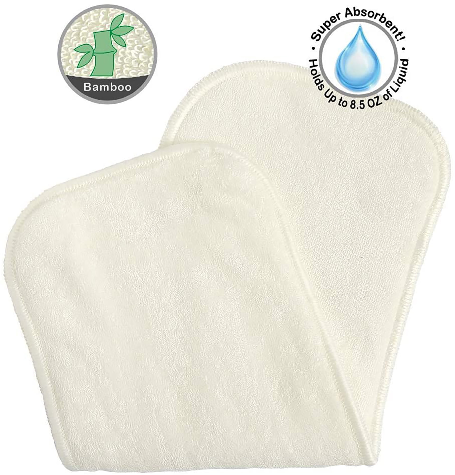 Washable Bamboo Reusable Inserts S,13‘’X5, White Bluesnail Absorbent and Soft Cloth Diaper Liners 