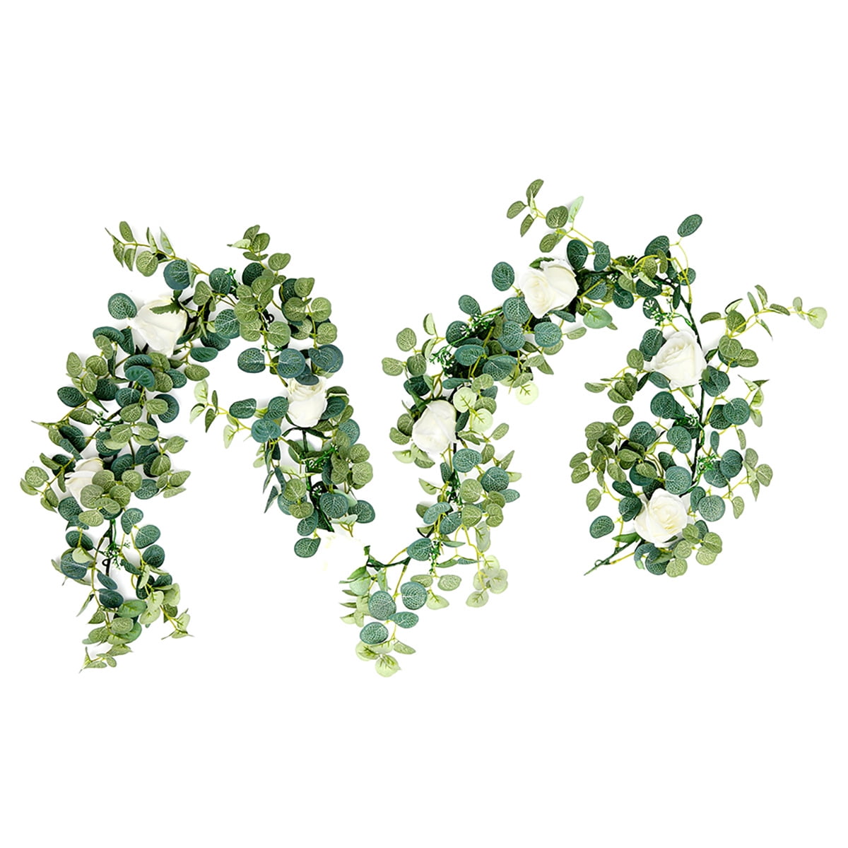 5.9ft Eucalyptus Garland with Flowers Artificial Flower Garland Fake