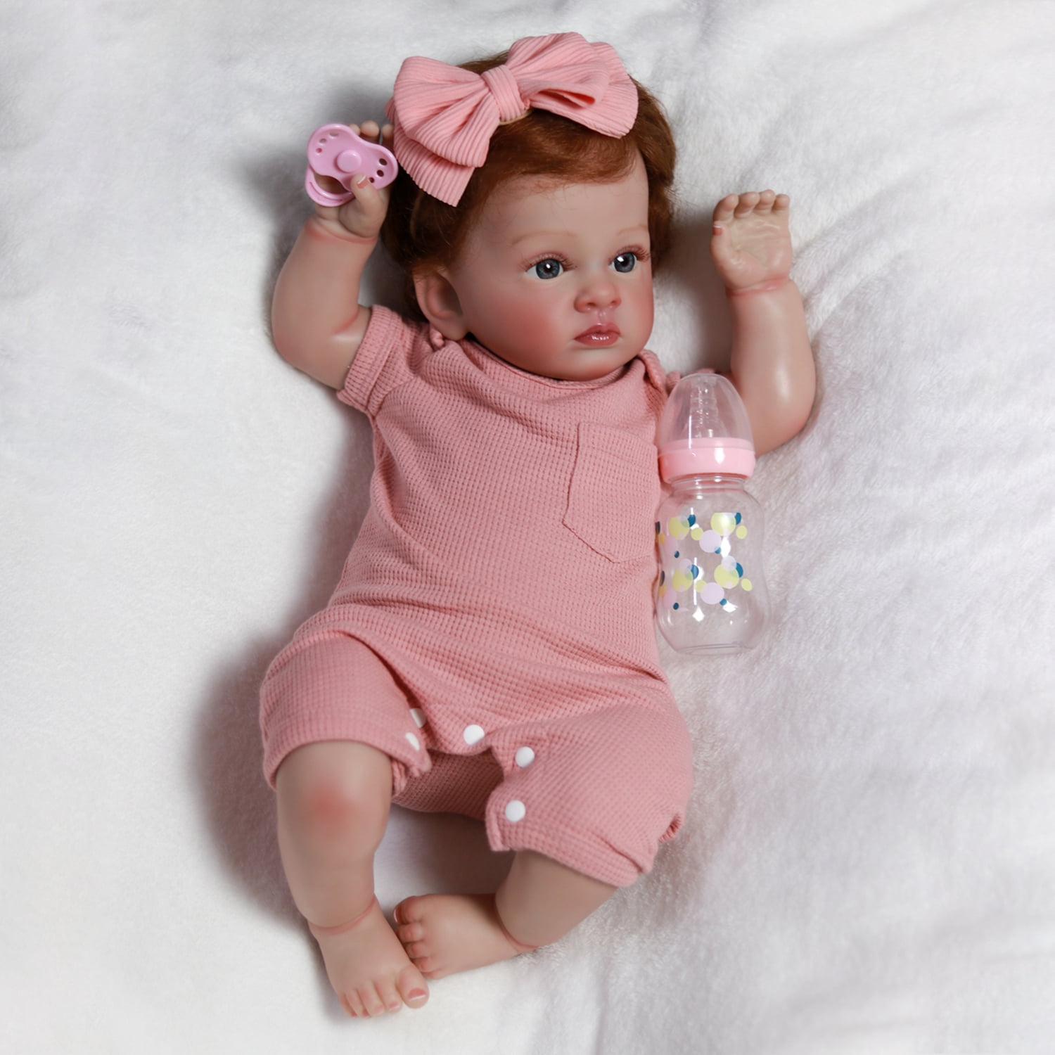 PYD 22in Realistic Reborn Baby Dolls Girl  Soft Cloth BodyHandmade Lifelike Adorable Newborn Girl Gift