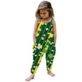 thumbnail image 2 of MAIHAN St Patricks Day Jumpsuits for Girls Overalls Shamrock Print Rompers with Adjustable Straps,Wide Leg Loose Fit Boho Floral Cute Outfits(Green2,3-4 Years), 2 of 5