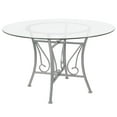 thumbnail image 1 of Princeton 48'' Round Glass Dining Table with Silver Metal Frame, 1 of 3