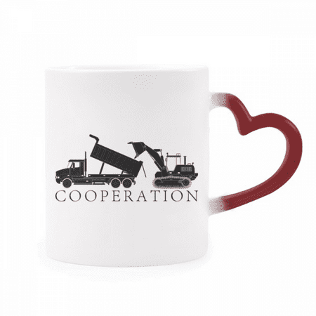 

Cooperative Transport Sediment Trucks Heat Sensitive Mug Red Color Changing Stoneware Cup