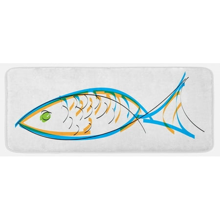 

Fish Kitchen Mat Maritime Image Contour Drawing Aquarium Animal Vibrant Colors Cartoon Style Plush Decorative Kitchen Mat with Non Slip Backing 47 X 19 Blue Orange Green by Ambesonne