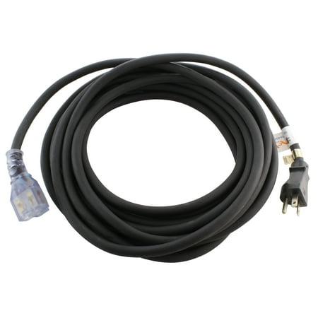 25ft Modular Extension Cord - AC WORKS 25FT NEMA 5-20 20-Amp T-Blade Indoor/Outdoor SJTW 12/3 Anti-Cold Weather Extension Cord with power indicator light End