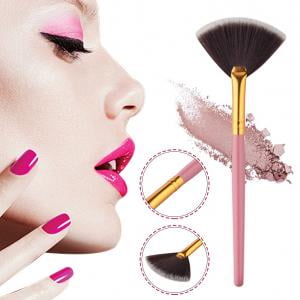 Fancyleo 2Pcs Fan Shape Makeup Cosmetic Brush Blending Highlighter Contour Face Powder (Best Brush To Apply Powder Highlighter)