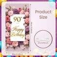 thumbnail image 2 of Pink Roses 90th Birthday Banner Golden Lettering Display Floral Decor Pink Background Floral Backdrop for 90th Birthday Party Senior Celebration Family Gathering, 2 of 9
