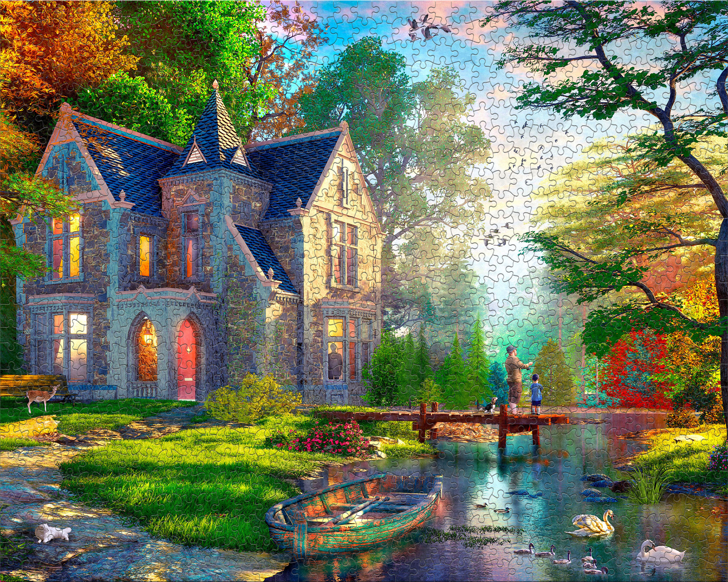 Ceaco Gothic Fishing Lodge (Dominic Davison) 1000 Piece Interlocking Jigsaw Puzzle