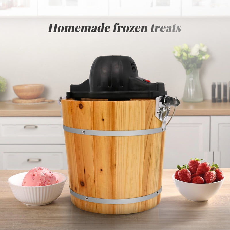 Elite Cuisine 4Qt. Old Fashioned Pine Bucket Electric/Manual Ice