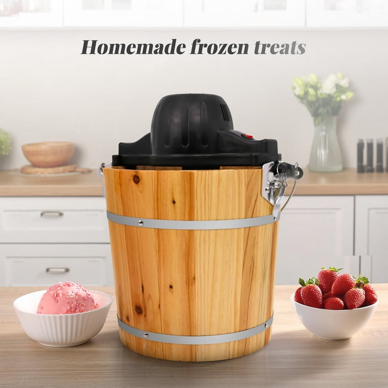 Elite Gourmet 4Qt. Old Fashioned Pine Bucket Ice Cream Maker EIM