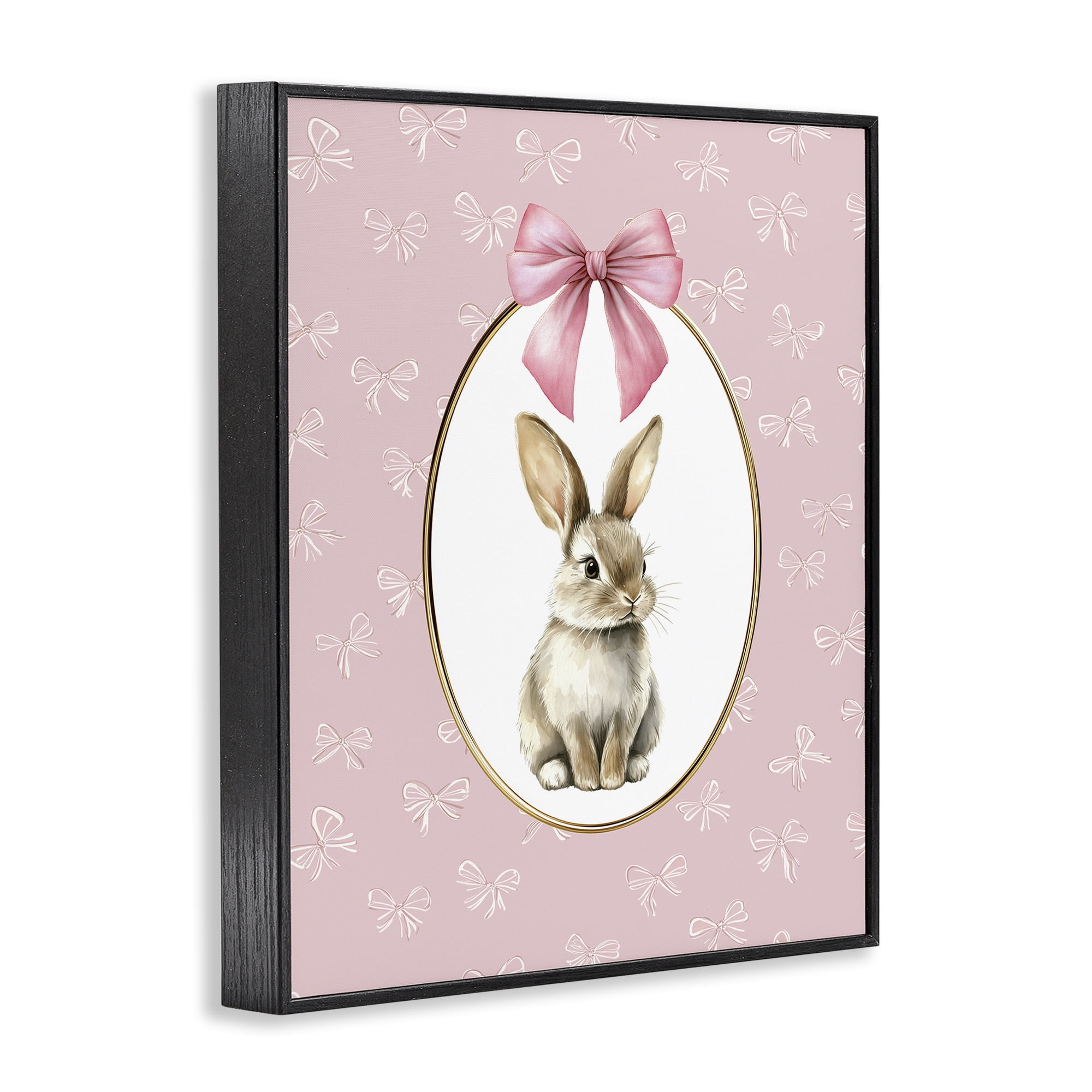 Stupell Industries Ribbon Border Bunny Black Framed Giclee Art, design by Christine Simpson Art