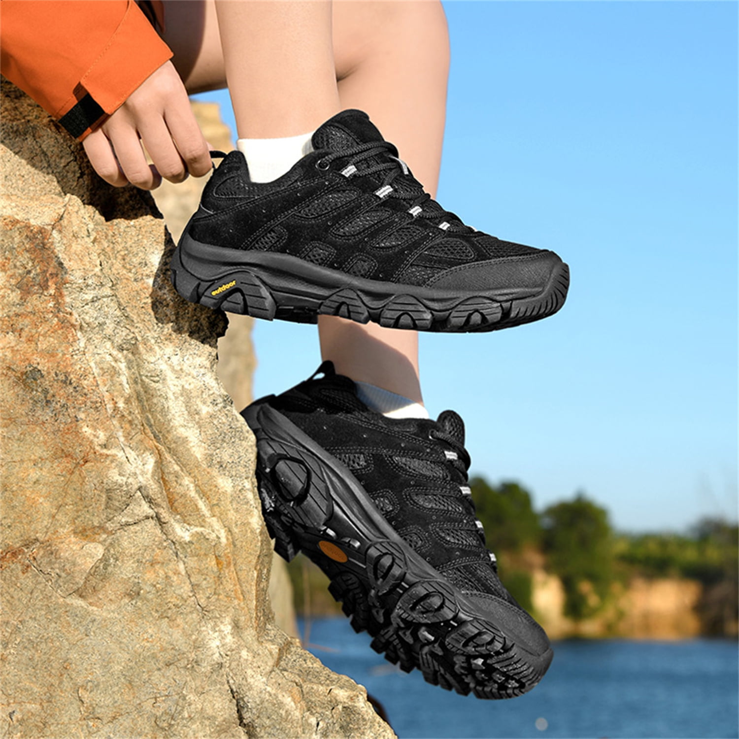 YOURDIARY Mens Gym Shoes Thick Sole Lace-Up Hiking Shoes Sports Running Sneakers