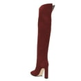 thumbnail image 4 of FSJ Women Chunky High Heel Thigh High Boots Round Closed Toe Stretch Over The Knee Long Boot Side Zip Walking Comfort Shoes Size 12 Red, 4 of 4