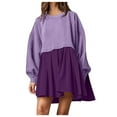 thumbnail image 1 of EQWLJWE Robe Chandail Surdimensionnée pour Femmes Manches Longues Patchwork Col Rond Chandail Ample Plissé Mode Robes de Retour 2023, 1 of 8