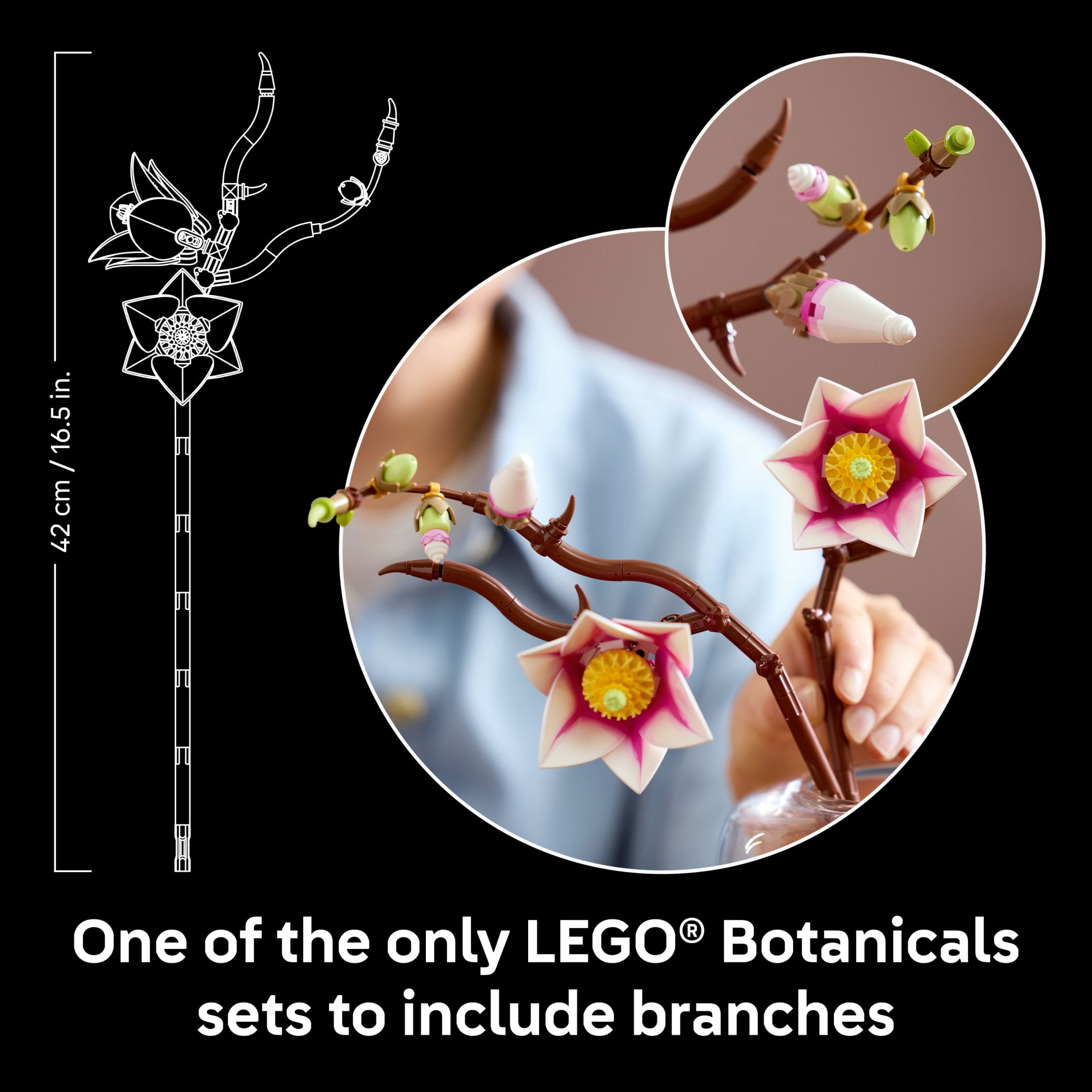 LEGO Botanicals Magnolia Branches Building Set for Adults, Ages 18+ - Gift for Mothers Day - Artificial Flowers for Home Office, Bedroom or Desk Decor - 11510