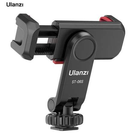 Ulanzi ST-06S Phone Holder 360° Rotatable Clamp Tripod Mount With Dual Cold Shoe Mount for Smartphones Photo Video