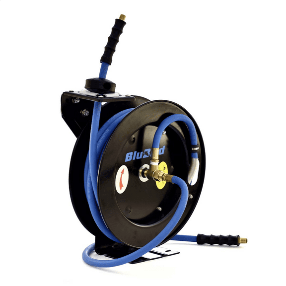 BluBird BBR3825 20ga. 12-Point Retractable Hose Reel w/ 3/8" X 25' Air Hose