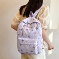 thumbnail image 2 of Bow Print Nylon Backpack, Lightweight Large Capacity Casual Daypack, Multi Pocket Adjustable Shoulder Strap Bookbag for School Daily Travel, 2 of 5