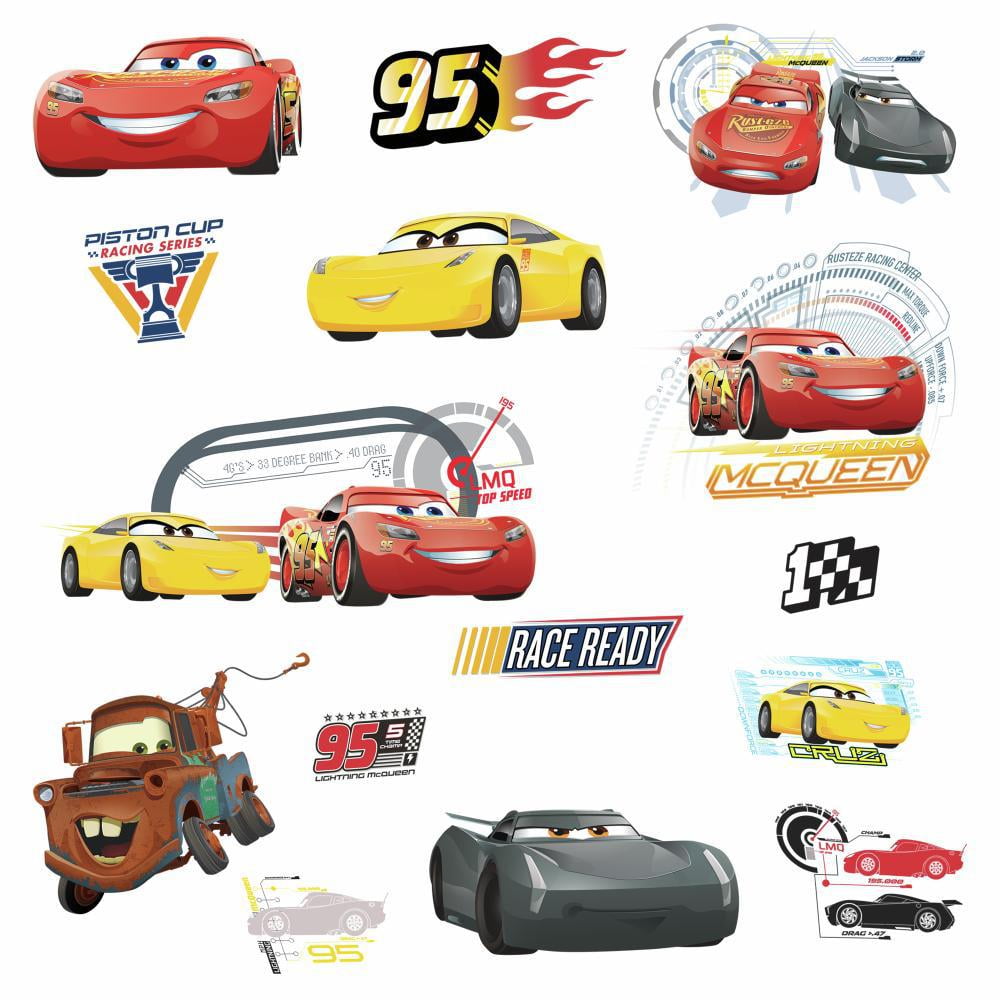 Disney CARS 3 MOVIE WALL DECALS Lightning McQueen Mater Cruz Stickers