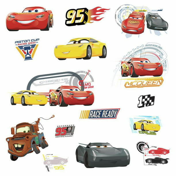 Disney CARS 3 MOVIE WALL DECALS Lightning McQueen Mater Cruz Stickers Room  Decor 
