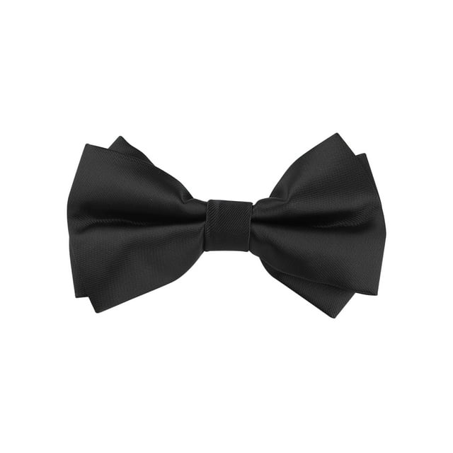 INSPIRE CHIC Men's Pre-tied Bow Ties Double Layered Adjustable Solid Color Bow Tie Black